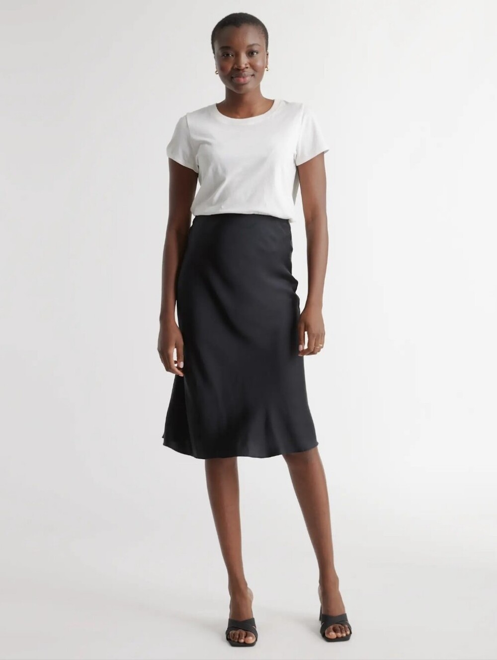 Quince 100% Washable Silk Skirt Black XSmall